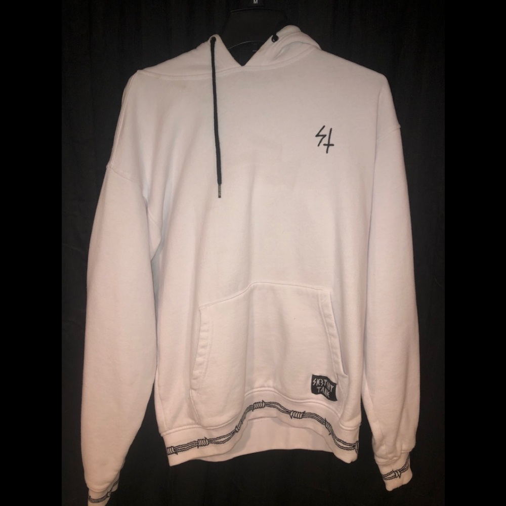 Sketchy Tank Thorn Wire White Hoodie Men's Size M